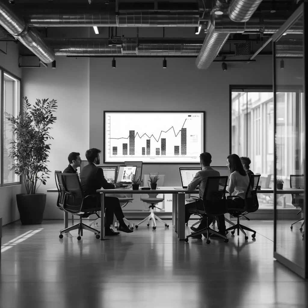 Modernes Büro mit Team bei der Arbeit an KI Buchhaltungssoftware